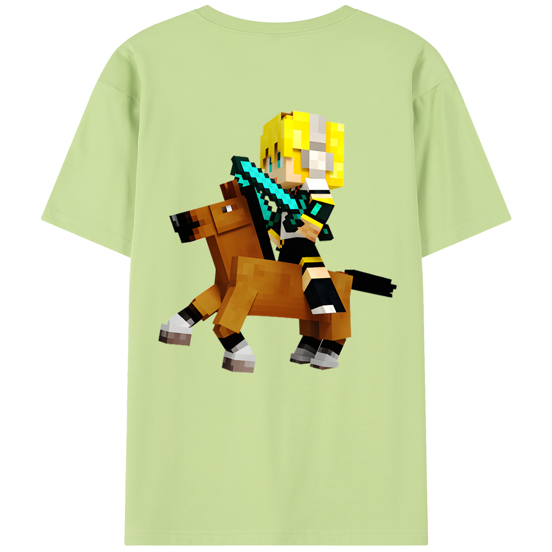 （画像用） マインクラフト ブロックの世界 Minecraft MC Block world 綿100％半袖Tシャツ（背面プリント）